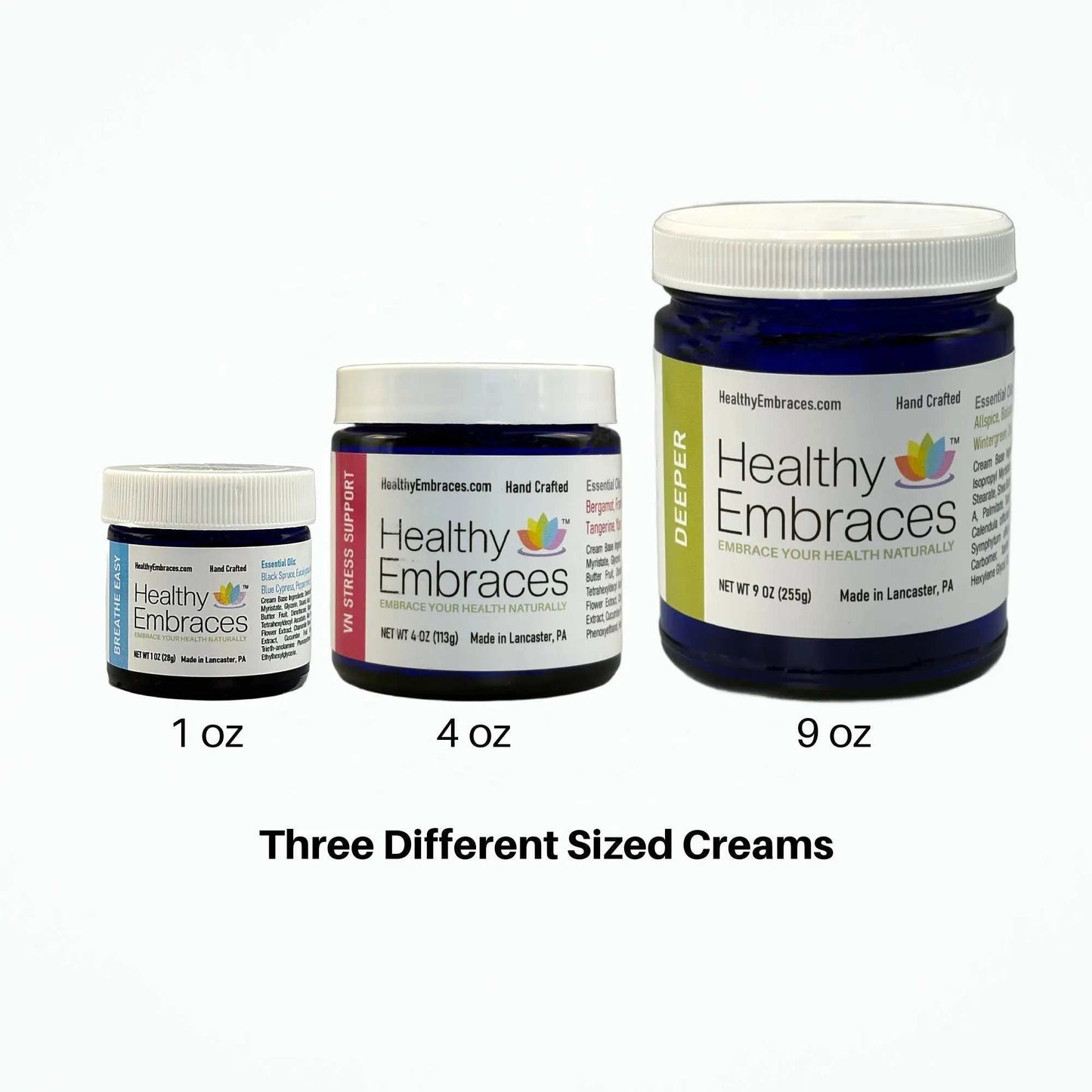 Healthy Embraces Breathe Easy Support Cream in a 4oz jar, featuring a soothing, creamy texture for respiratory relief.