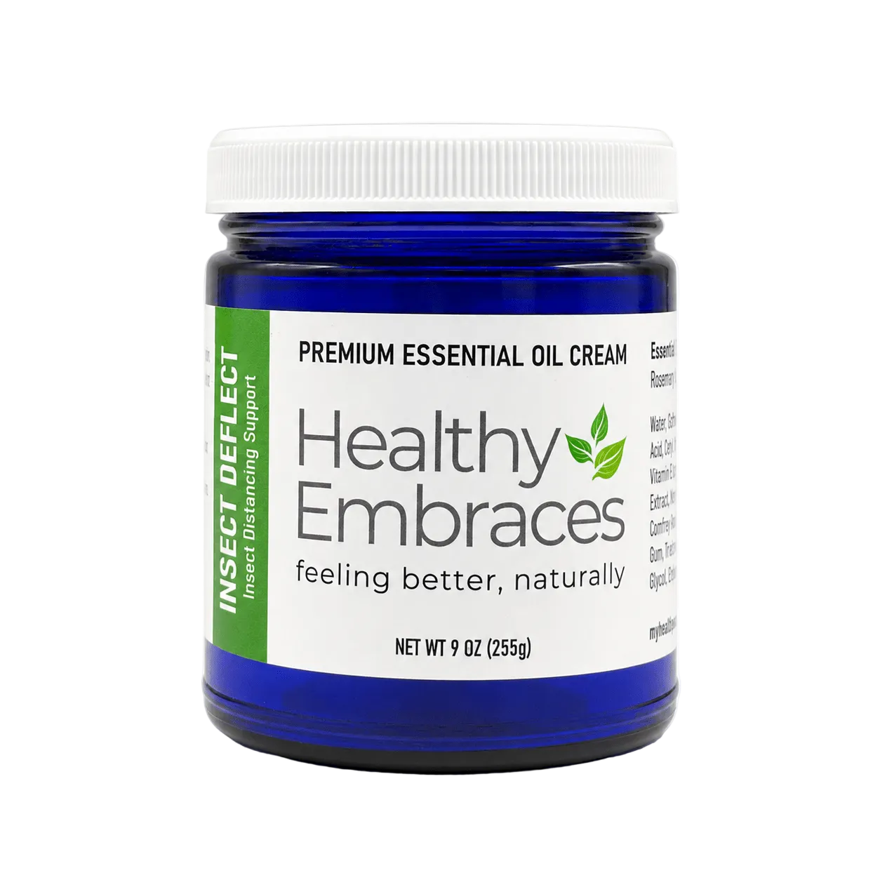 Healthy Embraces Insect Deflect Repellent Cream in 4oz jar, outdoor-use cream with natural ingredients for bug protection