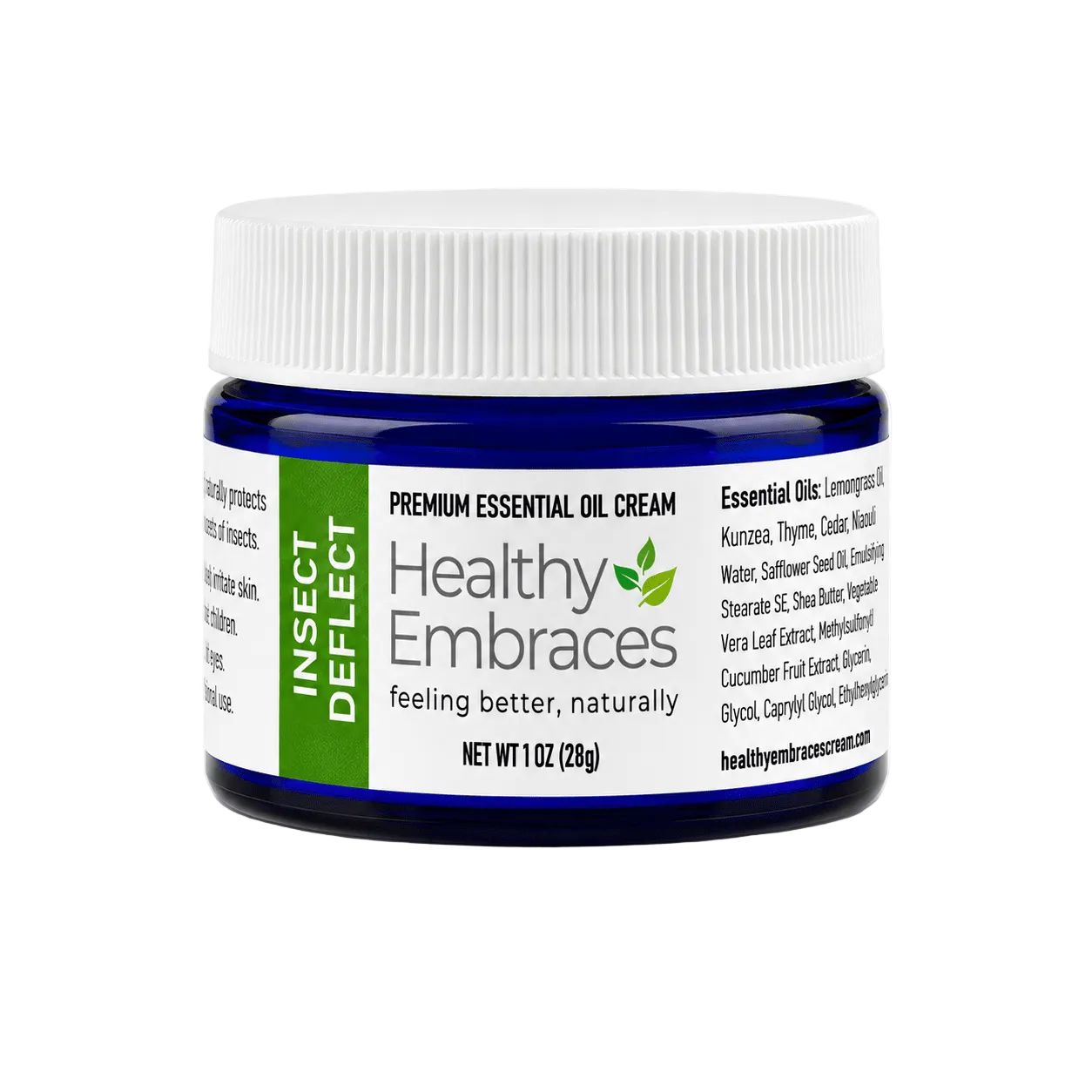 Healthy Embraces Insect Deflect Repellent Cream in a 4oz tube, outdoor use, natural insect repellent cream for skin protection.