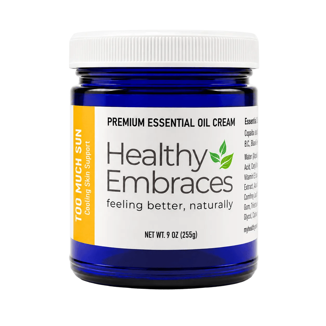 Too Much Sun Cream - Cooling Comfort after a Sunny Day in a blue jar for soothing skin support.