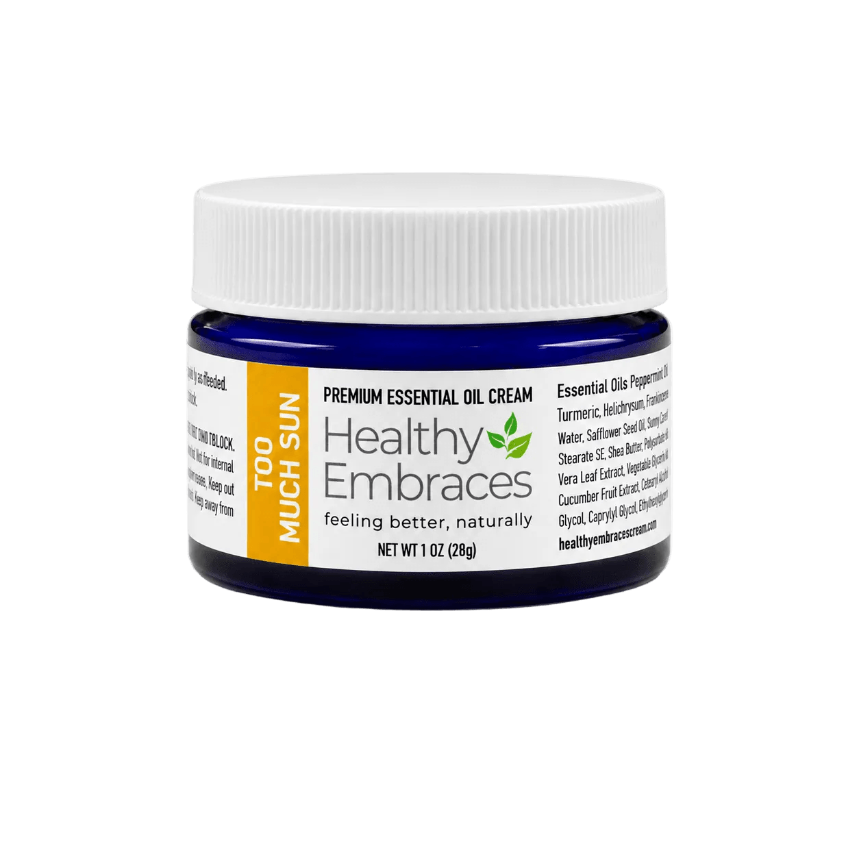 Too Much Sun Cream - Cooling Comfort after a Sunny Day in a jar by Healthy Embraces for soothing sun-exposed skin.