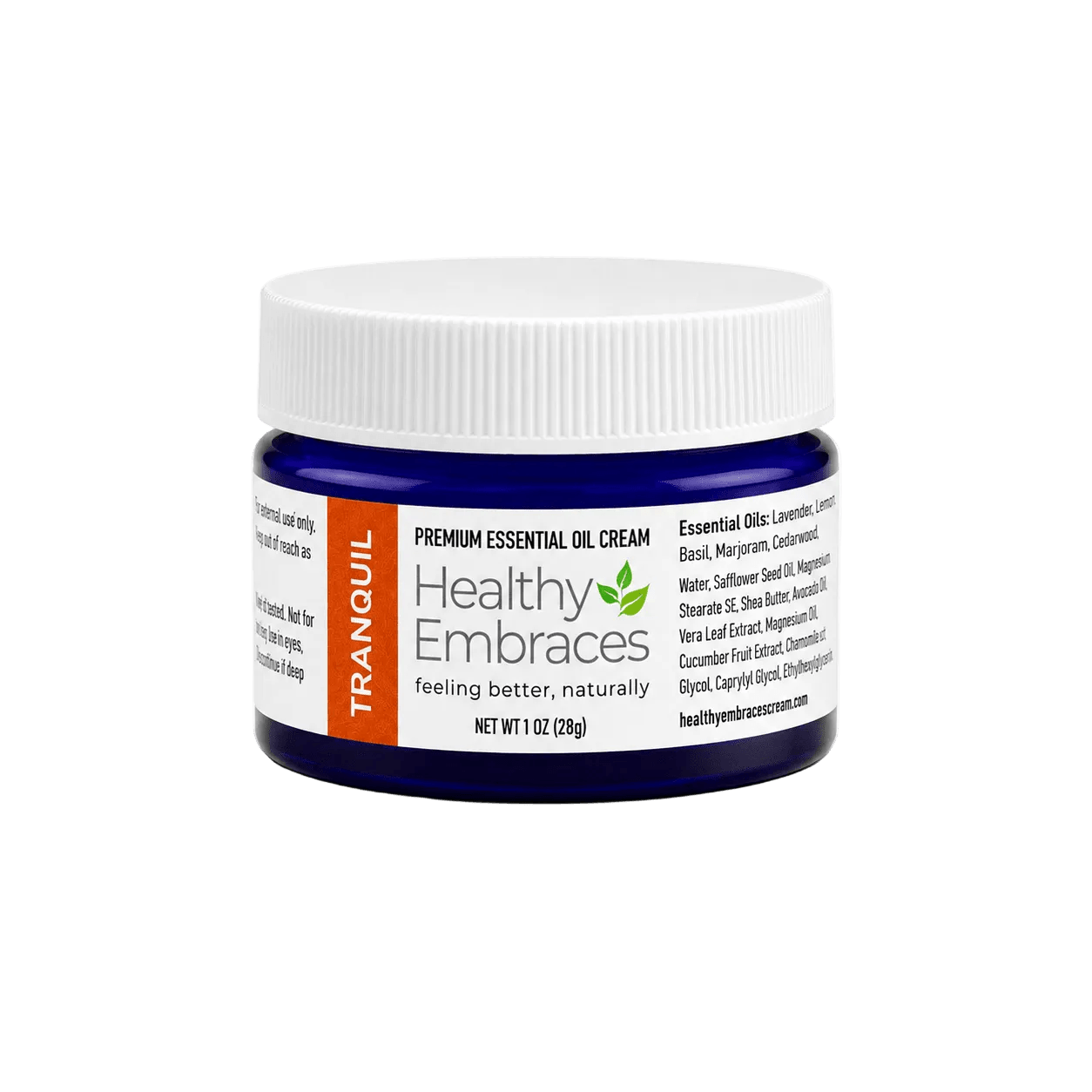 Tranquil Calming Cream jar showing premium essential oil cream for emotional well-being and relaxation.