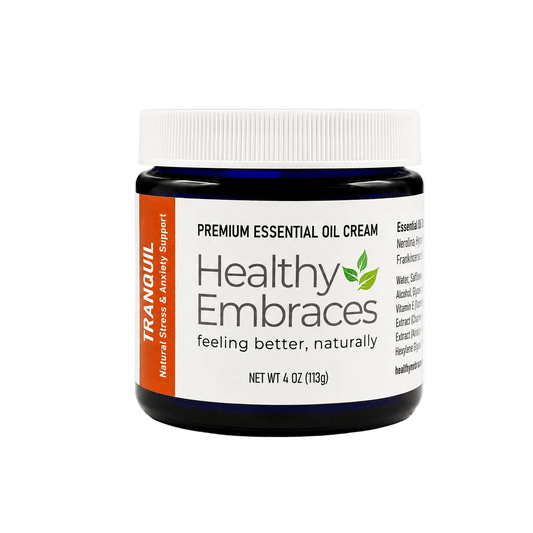 Healthy Embraces Tranquil Relaxation Cream with calming essential oils for daily stress relief and self-care.
